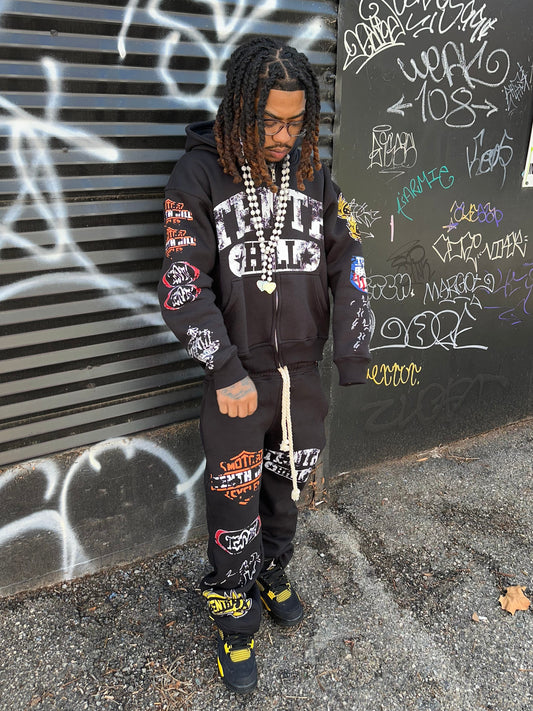 BLACK "PATCHWORK" SET