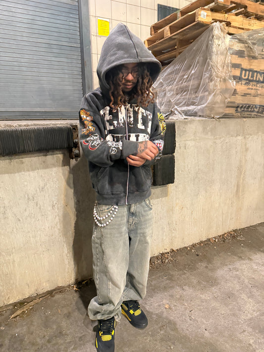 ACID WASH "PATCHWORK" HOODIE